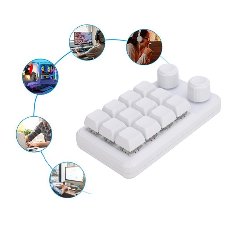 12 Keys Small Keyboard with Dual Knobs and RGB Light