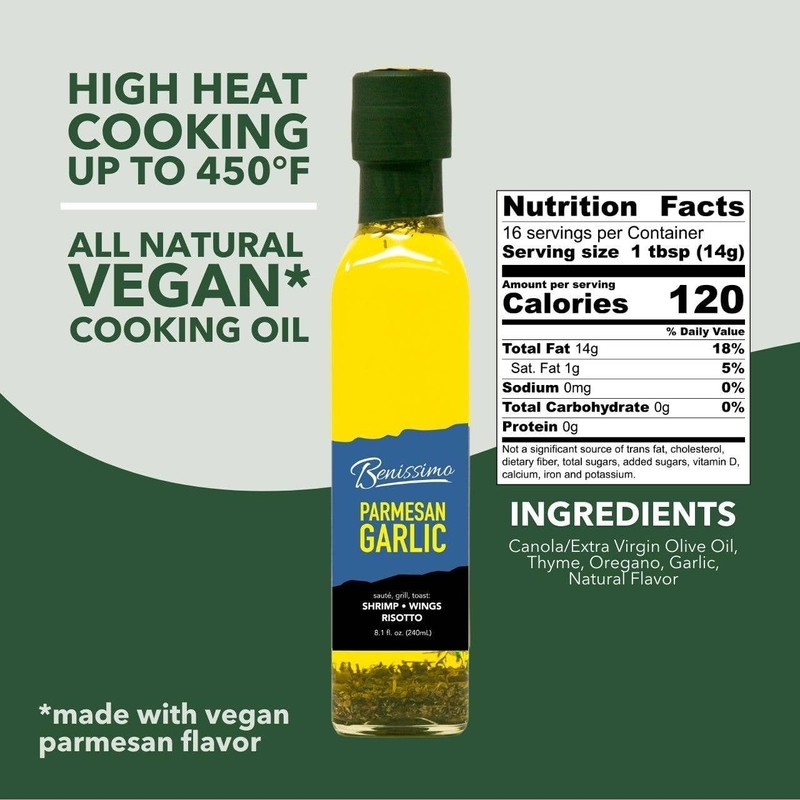 Benissimo Parmesan Garlic Herb Infused Oil, All Natural Gourmet Cooking