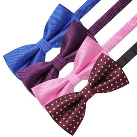 AUSKYElegant Adjustable Pre-tied bow ties for Men Boys in Different Colors（1&4&5&6&8Pack for option) (Mixed B)