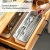 Silverware Tray with Lid, Clear Flatware Organizer, Kitchen Drawer Storage
