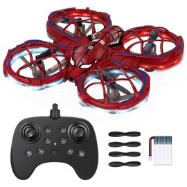 Mini Drone RC Plane for Boys Age 8-12: Remote Control Quadcopter Spider Toys for Kids with Altitude Hold Gifts for Boys Age 6-14 Outdoor FPV Toy Helicopter Hand Operated Boy Toys (Red)