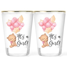 It's A Girl Shot Glasses - New Dad Mom Gift - Welcome Baby Shot Glass - Baby Shower Favors - Gifts for Shower Guests - New Parent 2 piece Shot Glass Set - It's A Girl Gift Idea