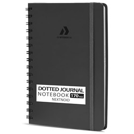 Hardcover Dotted Spiral Journal Notebook For Women & Men - 170 Pages, Spiral Dotted Notebook for Work & Note Taking, Journal for Writing, Drawing - A5 Grey