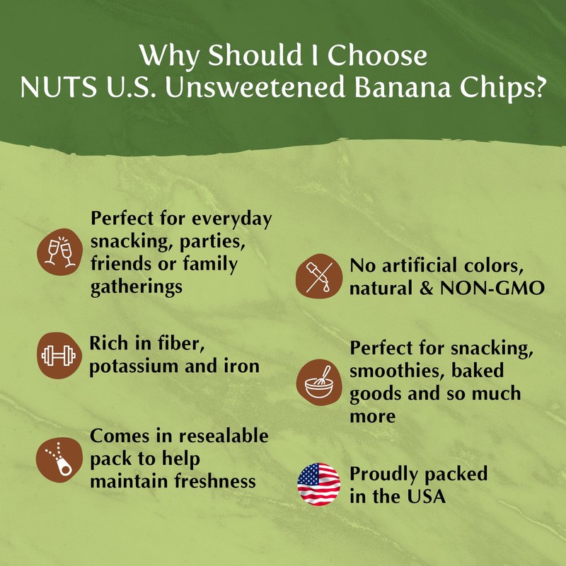 NUTS U.S. - Unsweetened Banana Chips | No Sulphure, Added