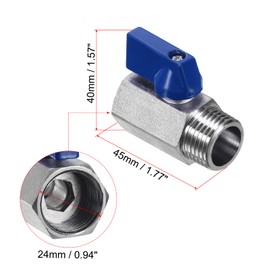 PATIKIL 1/2 NPT Brass Mini Ball Valve, 2 Pack NPT Female to Male Shut-Off Valve for Pipe Coupler Connector, Blue