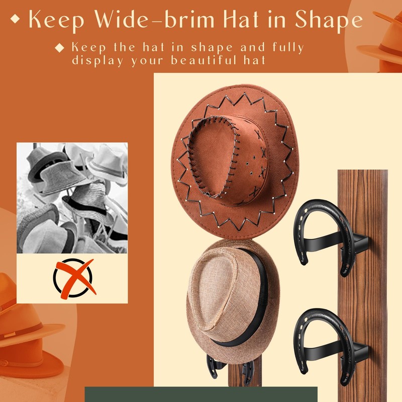 DoubleFill 2 Packs Cowboy Western Hat Rack Cowboy Hat Holder