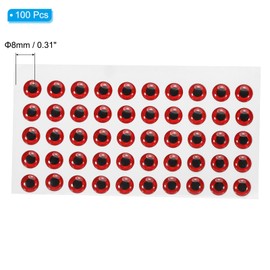 PATIKIL Fishing Lure 3D Eyes 8mm, 100Pcs Waterproof Artificial Fish Eye Fly Tying Lures Crafts Tackle Accessory for Fishing Baits DIY, Red