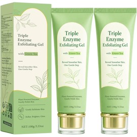 Peeling Gel Exfoliante con Té Verde，2PC Elimina células muertas, Limpia poros, Textura ligera, Fácil aplicación, Uso facial diario