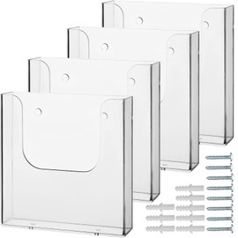 zavekia Brochure Holder Wall Mount ,6 x 9 Inches Acrylic Brochure Holder brochure display stand, Clear flyer holder pamphlet holder Literature Holder, Mail Holder For Wall (6 x9 in / 4 pack)