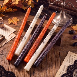 Conelist 6 Pcs Halloween Spider Web Taper Candles Bulk Spooky Web Shaped Taper Candles Table Decorations for Halloween Party Favor Home Table Centerpieces Fireplace Festival Kitchen Decor