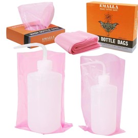 Tattoo Wash Bottle Bags - LEEYUKA 250PCS Pink Squeeze Bottle Bags Wash Bottle Covers 6×10in Tattoo Bottle Covers Tattoo Bottle Cleaning Bags for Tattoo Supplies