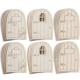 ZDNT 30Pcs Unpainted Wooden Fairy Door Elf Door Fairy Door Wooden Fairy Door Mini Door Shape Wooden Pieces Fairy Doors for Garden Trees for Home Office Birthday Wedding Party Decoration Antique White