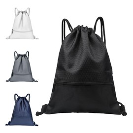 Mochila unisex con cordón, mochila impermeable para ejercicios con bolsillo con cremallera, puede contener pelotas, para ciclismo, gimnasio, yoga, entrenamiento deportivo, baloncesto,futbol
