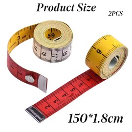 2 Pack 150cm/60in Soft Flexible Tape Measure, Dual Sided Body MeasuringTape, Measurement Body Measure Tape with Button, Metric Waist and Body Measurements, for Tailors Dressmakers and Sewing
