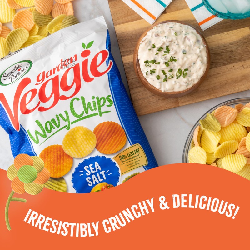 Sensible Portions Veggie Wavy Chips, Sea Salt Flavor, Gluten-Free Chips,