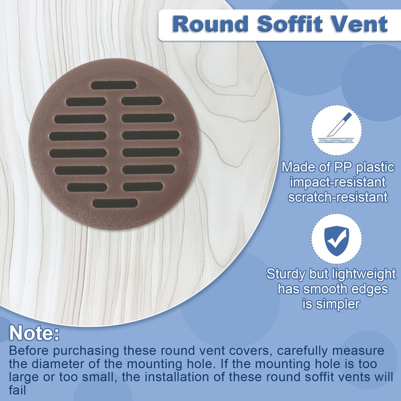 sourcing map Round Soffit Vents 1 inch, 8Pcs Brown Plastic