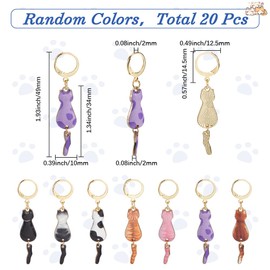 SUNNYCLUE 1 Box 20Pcs Crochet Cat Charm Leverback Stitch Markers Gold Metal Alloy Enamel Random Mix Styles Animal Pets Back Locking Crochet Charm for Weaving Quilting Jewellery DIY Crafts Accessories