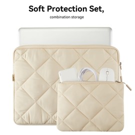 Landici 14-15 inch Puffy Laptop Sleeve Case[Accessory Pouch] for Men Women, Shockproof Notebook Cover Bag Compatible with Macbook Pro M2/M1, New Macbook Air 15,15 Surface Laptop 5/4,Dell XPS 15