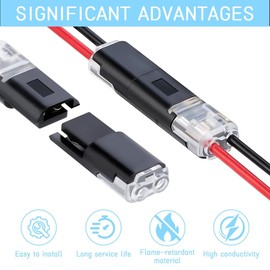 50pcs Double-Wire Plug-in Connector with Locking Buckle, Quick-Clip Fasteners Multi-Purpose Snap-On Blocks for Strip Lights DIY Crafting, Low-Voltage Decor & Model Kits