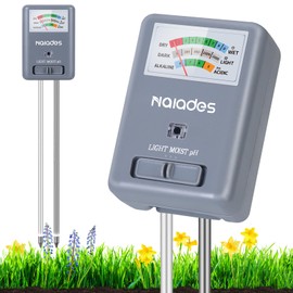 3-in-1 Soil Moisture Meter Light and PH Tester for Indoor & Outdoor House Plants, Garden, Lawn, Farm (No Battery Needed) (Grey)