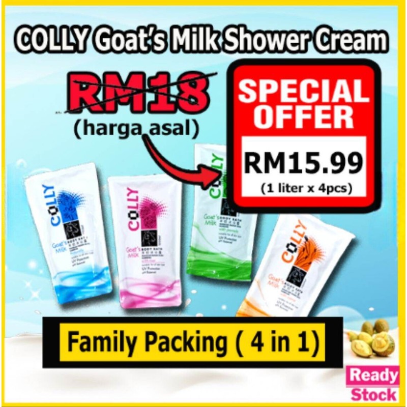 Colly Refil Pack Goat's Milk Shower Cream 1 liter Mandian