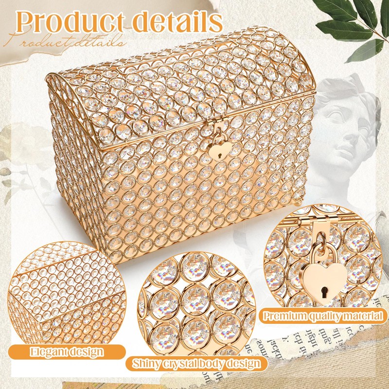 Nitial Crystal Wedding Card Box with Heart Lock 11in Wedding