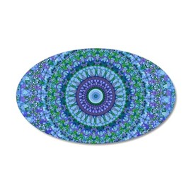 CafePress Blue Spirit Mandala Wall Sticker 20"x12" Oval Wall Decal, Vinyl Peel, Reusable Cling