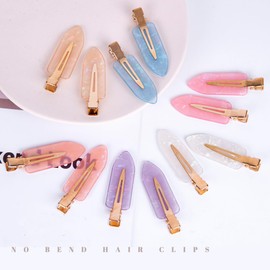 Cptots No Crease Creaseless No Bend Hair Clips For Styling Non Slip Flat Clips For Makeup Hair Accessories For Women,Pink Purple,12 PCS