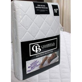 CB CASABELLA THE ULITMATE LINEN Extra Deep Quilted Matress Protector 12'' Fitted Bed Cover Polycotton Mattress Protectors (King 40cm deep)