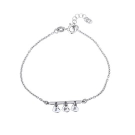 Vanbelle Sterling Silver Jewelry - Rhodium Plated with 925 Stamp - Hanging Little Hearts I Love You Bracelet - Elegant Handcrafted Hand Bracelet Jewelry for Women - 6.5" Long + 1" Extender