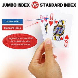 TYYIHUA 6 Pack Large Print Playing Cards, Poker Size Jumbo Index Deck of Cards for Seniors, Vision Impaired, Low Vision Crowd, for Blackjack, Euchre, Canasta Card Game (3 Blue 3 Red)