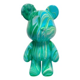 Coniuty Fluid Bear Painting Kit for Kids and Adults, DIY Bear Figure for Home Decoration (10 Inch, Green+White+DarkGreen)