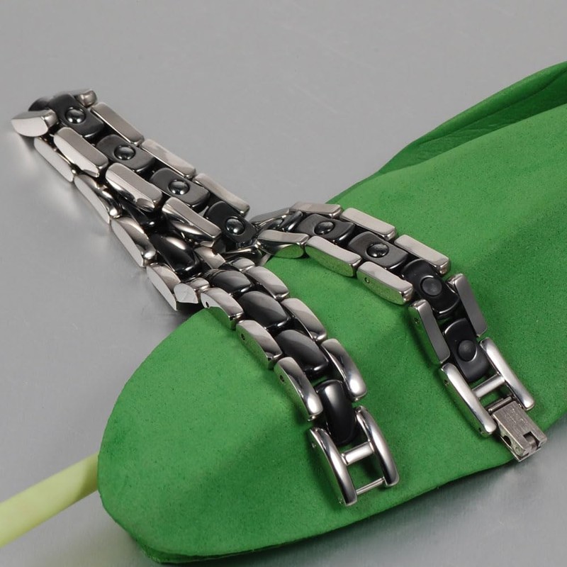 Edelstahl-Armband mit 10 Germanium (19,5 cm/9 mm).