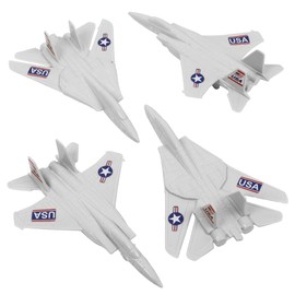 TimMee Plastic Army Men Combat Fighter Jets - 4pc White Airplanes Made in USA