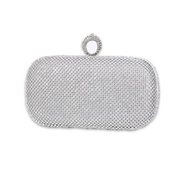 CORIOS Women's Evening Bag Rhinestone Handbag Women's Glitter Clutch Rhinestone Shoulder Bag Bridal Handbag Removable Chain Shoulder Bag Small Bag for Wedding Evening Party Dance Party, silver,