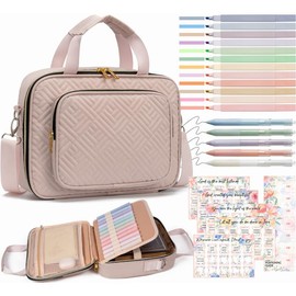 Floe Bible Cover for Women Bible Case, Large Bible Bag w/Shoulder Strap, Book Carrying Case with Bible Highlighters Tabs, Christmas Christian Gifts for Women Lady:_Pink