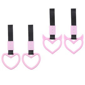4Pcs Pink Heart Girly Kawaii Car Accessories for Handle Straps, Drift Charm, Rear Bumper Ring Hanging Decor