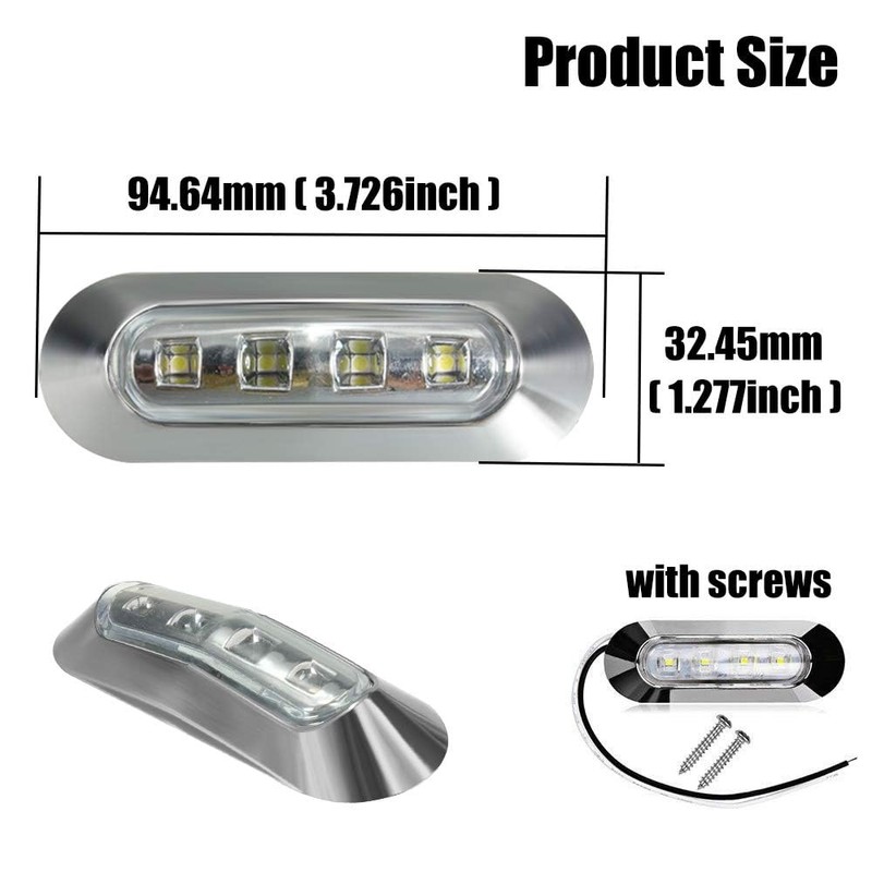 ALFU 10PCS White DC12V-24V 4 LED Side Marker Indicator Lights