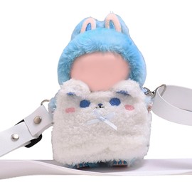 Vavious Doll Clothes Adorable Designer Fluffy Crossbody Bag Outfit Set for 17cm Dolls Unique Stylish One-Piece Clothing Accessories for Decorative Dress (White Bear Style 2)