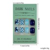 24Pcs Blue Press on Nails Short Square - Christmas Dark