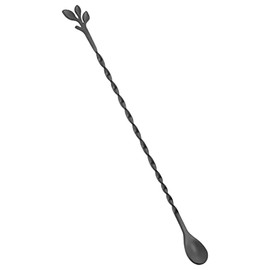 AnSaw 10-Inch Stainless Steel Mixing Spoon, 1-Pieces Black Spiral Pattern Bar Spoons