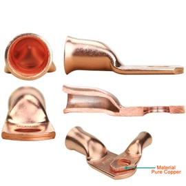 Brliantux 5PCS Pack Heavy Duty Battery Lugs, 1AWG 1/2in M12 Battery Cable Ends Ring Terminals, Electrical Battery Crimp Terminals Connectors