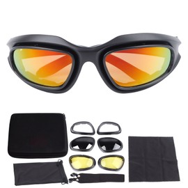 Polarized Motorcycle Riding Goggles Reduce Glare Full Frame Windproof Cycling Glasses with Replacement Glasses for Adult