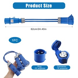 16 Amp Splitter Electric Cable Caravan Motorhome 2 Way Hook Up Cable Splitter 16 A to 2 x16 A Adaptor Male to Female for Camping Caravans Motorhomes Catering Trailers and Generators (3 Pin Plug)