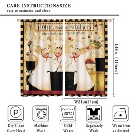 Kitchen Chef with Gourmet Curtain Bedroom Living Room, Red Check Half and Half Pattern Cartoon Chef and Gourmet Curtain, Red Theme Room Bedroom Blackout Curtain 42x45in