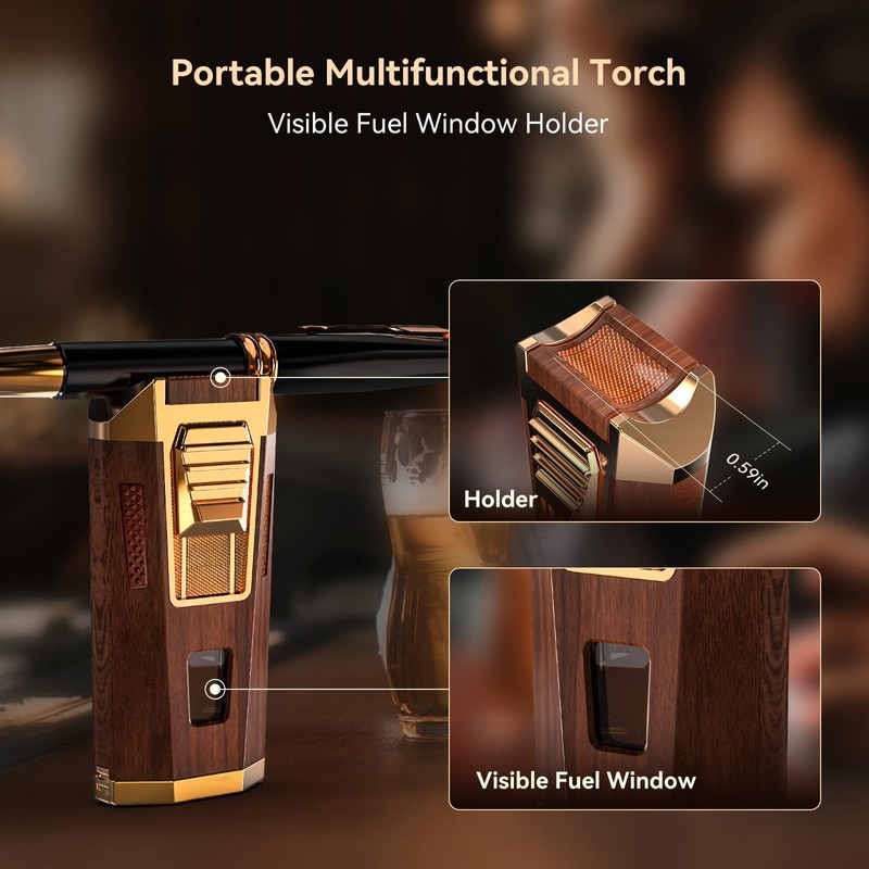 All-in-One Torch Lighter with Punch, Holder, and Draw Enhancer Tool,