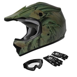 TCMT Dot Youth & Kids Motocross Offroad Street Helmet with Goggles & Gloves