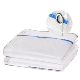 UCINNOVATE 6.5x10 FT Clear Tarp, 120GSM Heavy Duty Waterproof, 12 Mil Thick Outdoor Plastic Tarp Cover with Grommets, Durable Tarp for Greenhouse Furniture Patio Protection, 70% Light Transparency