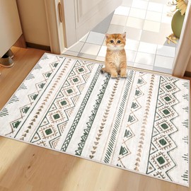 Area Rug Living Room Rugs 8x10 - Large Soft Boho Geometric Rugs, Non-Slip Foldable Washable Rugs Non Shedding Morden Indoor Floor Carpet for Living Room Bedroom Office Dining Room(Brown Green,8'x10')