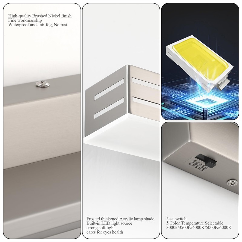 Ralbay 40inch Brushed Nickel Vanity Light with 5 Color Temperature